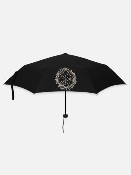 Jörmungandr mit Vegvisir im Runenring - Regenschirm (klein) - Schwarz