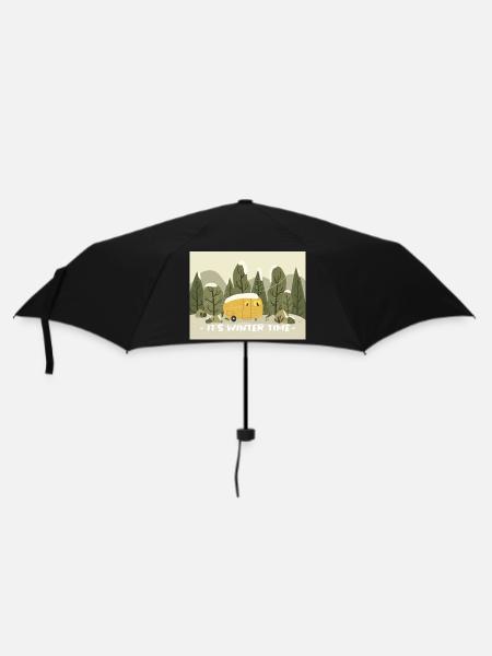 Retro Wohnmobil Winter Ready - Regenschirm (klein) - Schwarz
