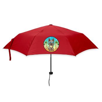 Berger Picard Hunderasse Cartoon Sonnenbrille Strand - Regenschirm (klein) - Rot - Vorne