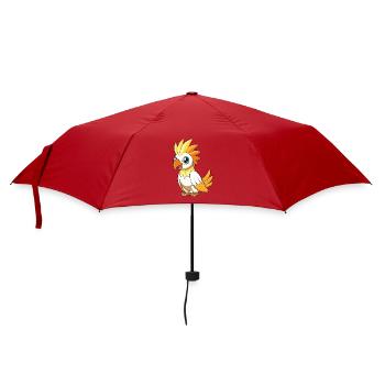 Kakadu Niedliche Maskottchen Zeichentrickfigur Kawaii - Regenschirm (klein) - Rot - Vorne