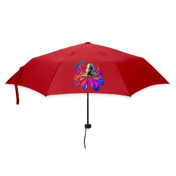 Psychedelic Neon Octopus - Umbrella (small) - red - Front