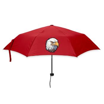 Weißkopfseeadler-Karikatur-Kawaii-Aquarellillustration - Regenschirm (klein) - Rot - Vorne