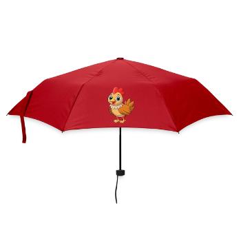 Huhn Niedliches Maskottchen Zeichentrickfigur Kawaii - Regenschirm (klein) - Rot - Vorne
