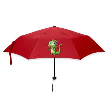 Eidechse Lustige Zeichentrickfigur Kopfhörer Musik - Regenschirm (klein) - Rot - Vorne