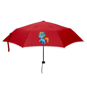 Pony Lustige Zeichentrickfigur Kopfhörer Musik - Regenschirm (klein) - Rot - Vorne