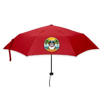 Bernhardiner Hunderasse Cartoon Sonnenbrille Strand - Regenschirm (klein) - Rot - Vorne