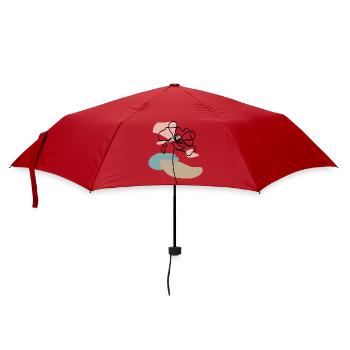 Abstract poppy poppies line art splashes of color - Umbrella (small) - red - Front