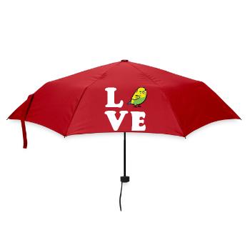 Love Wellensittich weiss - Regenschirm (klein) - Rot - Vorne