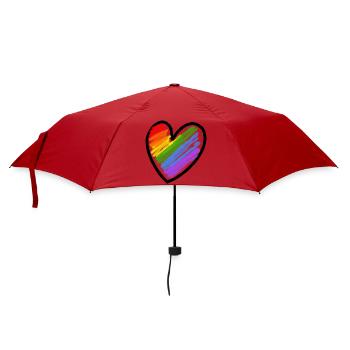 Regenbogenfahne LGBTQ Herz - Regenschirm (klein) - Rot - Vorne