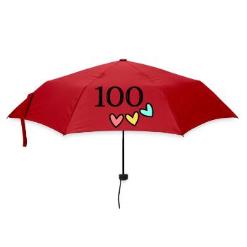 100. 100 JAHRE. 100-JÄHRIGES JUBILÄUM. 100. GEBURTSTAG - Regenschirm (klein) - Rot - Vorne