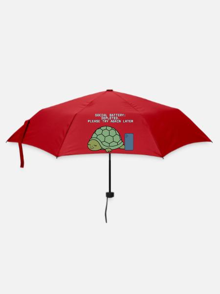 Soziale Batterie erschöpfte introvertierte Schildkröte - Regenschirm (klein) - Rot