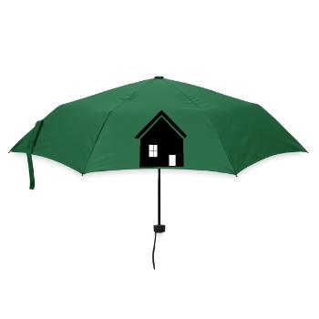 Haus schwarz Bauherr Richtfest Geschenk Einzug - Regenschirm (klein) - Flaschengrün - Vorne