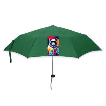 Astronauten-Katze - Regenschirm (klein) - Flaschengrün - Vorne