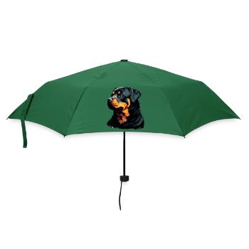 Rottweiler Hunderasse Gesicht Cartoon Illustration - Regenschirm (klein) - Flaschengrün - Vorne