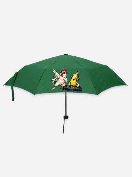 Chicken, Banana, DJ lustig - Regenschirm (klein) - Flaschengrün