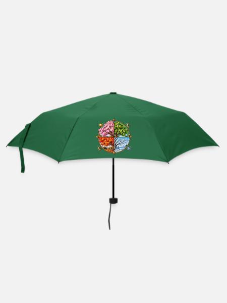 Vier Jahreszeiten Baumkreis - Regenschirm (klein) - Flaschengrün
