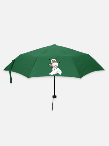 Lemur auf Ast - Regenschirm (klein) - Flaschengrün