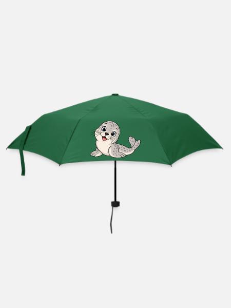 Süßer lustiger Seehund – Niedlicher Comic - Regenschirm (klein) - Flaschengrün