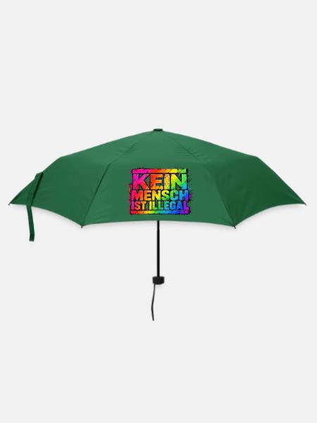 Kein Mensch Ist Illegal Regenbogen - Regenschirm (klein) - Flaschengrün
