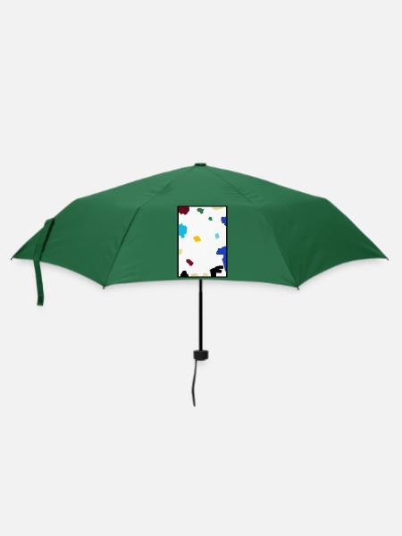 Abstraktes Konfetti auf weißer Leinwand - Regenschirm (klein) - Flaschengrün