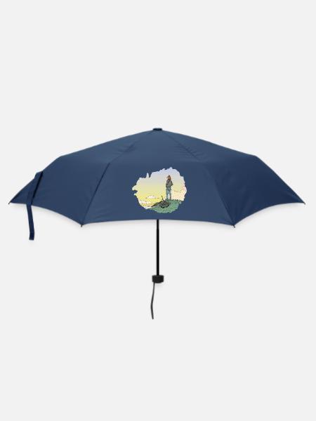 Der abenteuerlustige Fuchs – Horizon & Vélo - Regenschirm (klein) - Navy