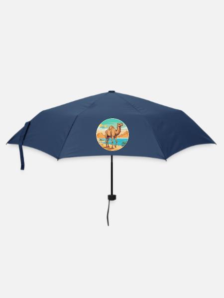 Kamel-Aquarell-Cartoon-Kawaii-Clipart-Tier - Regenschirm (klein) - Navy