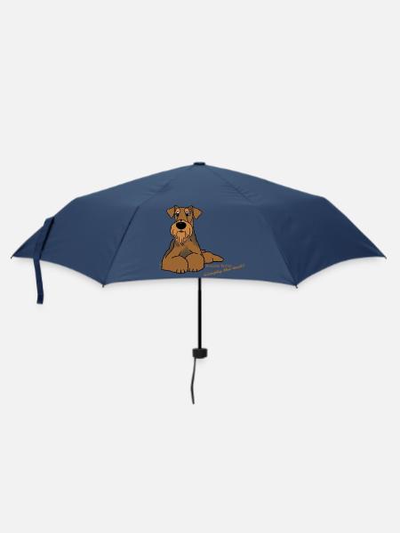 Airedale Terrier liegend - Regenschirm (klein) - Navy