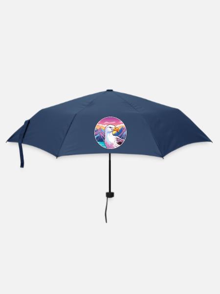 Möwe Aquarell Karikatur Kawaii Haustier Tier Farbe - Regenschirm (klein) - Navy