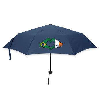Brazil Ireland Flag Hands Heart Shape Used - Umbrella (small) - navy - Front