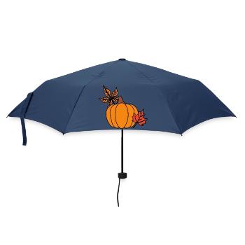 Herbstlicher Kürbis mit Blättern – Cozy Vibes - Regenschirm (klein) - Navy - Vorne