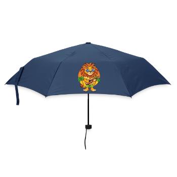 Funny Lion Cartoon Summer Beach Sunglasses Guitar - Umbrella (small) - navy - Front