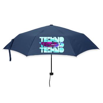 Techno Neon Muster - Regenschirm (klein) - Navy - Vorne