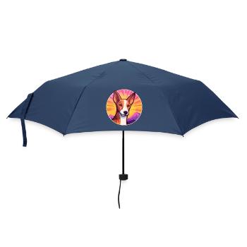 Ibizan Hound Hund Rasse Cartoon Kawaii Aquarell - Regenschirm (klein) - Navy - Vorne