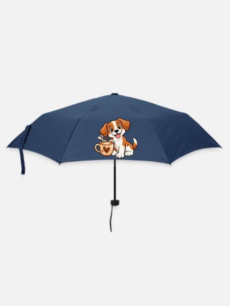 Dogs & Coffee - Regenschirm (klein) - Navy