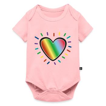 Rainbow Heart Pride Emblem - Baby Premium short-sleeve bodysuit - rose - Front