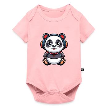 Panda Funny Cartoon Character Headphone Music - Baby Premium short-sleeve bodysuit - rose - Front