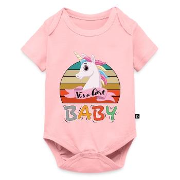 Baby It s a Girl Mädchen Einhorn - Baby Premium Kurzarmbody - Rosa - Vorne