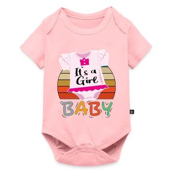 Baby It s a Girl Mädchen Retro - Baby Premium Kurzarmbody - Rosa - Vorne