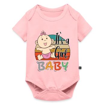 Baby It s a Girl Mädchen Retro - Baby Premium Kurzarmbody - Rosa - Vorne