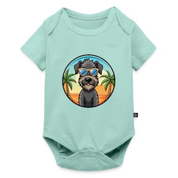Kerry Blue Terrier Hunderasse Cartoon Sonnenbrille - Baby Premium Kurzarmbody - Mint  - Vorne