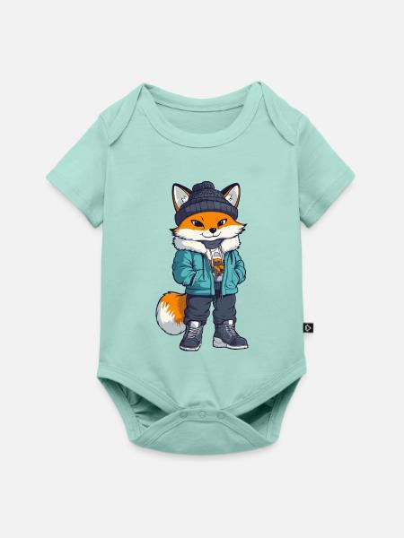Fuchs mit Winterjacke und Mütze - Baby Premium Kurzarmbody - Mint