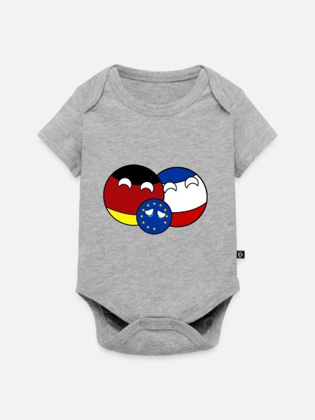 Countryball Germany France EU - Brexit - Baby Premium Kurzarmbody - Grau meliert