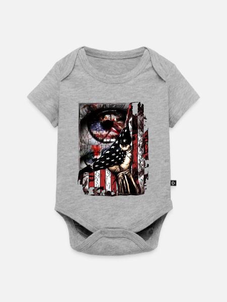 Flagge im Handgriff Kunst - Baby Premium Kurzarmbody - Grau meliert