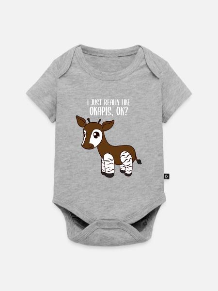 Okapi - Baby Premium Kurzarmbody - Grau meliert