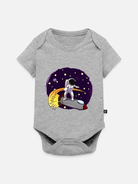 Astronaut Auf Rakete - Baby Premium Kurzarmbody - Grau meliert
