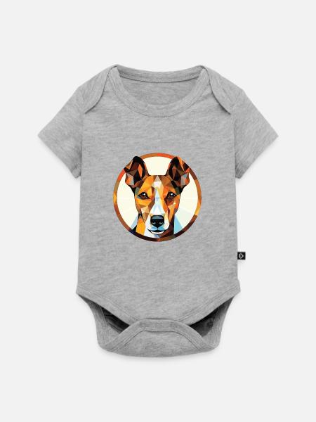 Glatte Foxterrier-Hunderasse buntes Aquarell - Baby Premium Kurzarmbody - Grau meliert