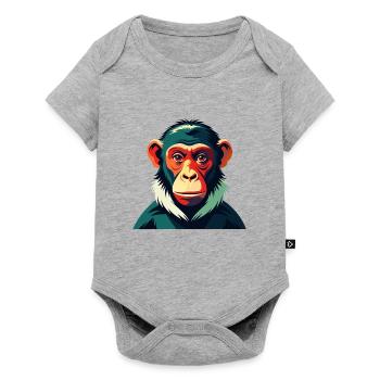 Singe Dessin Animé Personnage Animal De Compagnie Coloré - Body à manches courtes Premium Bébé - gris chiné - Devant