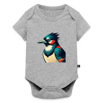 Blauhäher Zeichentrickfigur Buntes Haustier Tier - Baby Premium Kurzarmbody - Grau meliert - Vorne