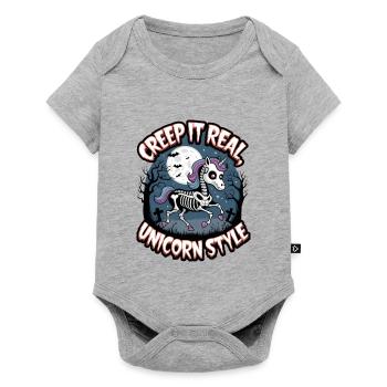 Grusel es im echten Einhorn-Stil - Baby Premium Kurzarmbody - Grau meliert - Vorne
