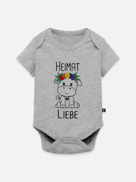 Kuh Heimat Liebe - Baby Premium Kurzarmbody - Grau meliert